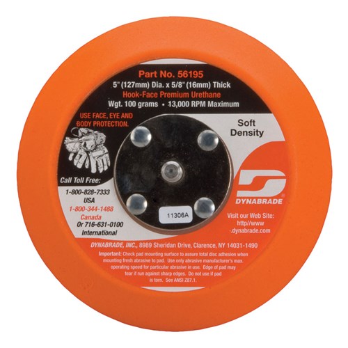5" (127 mm) Dia. Non-Vacuum Disc Pad, Hook-Face, Short Nap