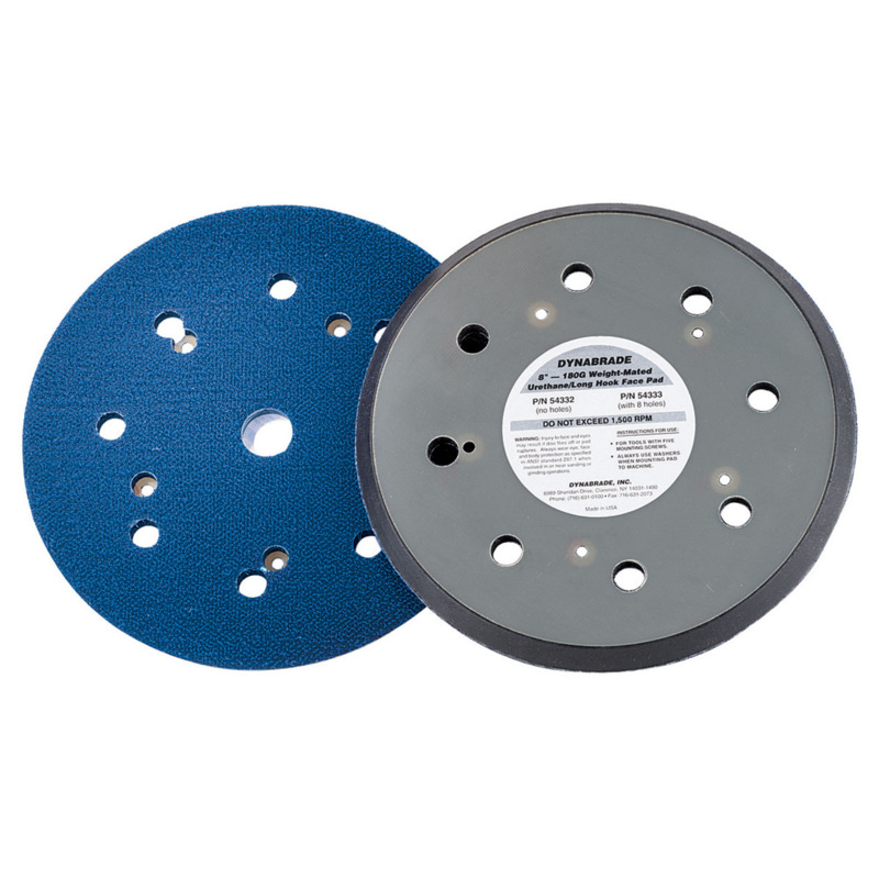 8" Vacuum Hook-Face Pad, Long Nap, Rubber, 8 Holes