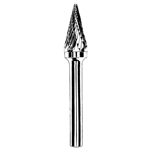 Carbide Burr, 1/8" (3 mm) Dia., SM-42 D/C Burr, 14 Degree Cone, 7/16" Flute L, 1/8" Shank